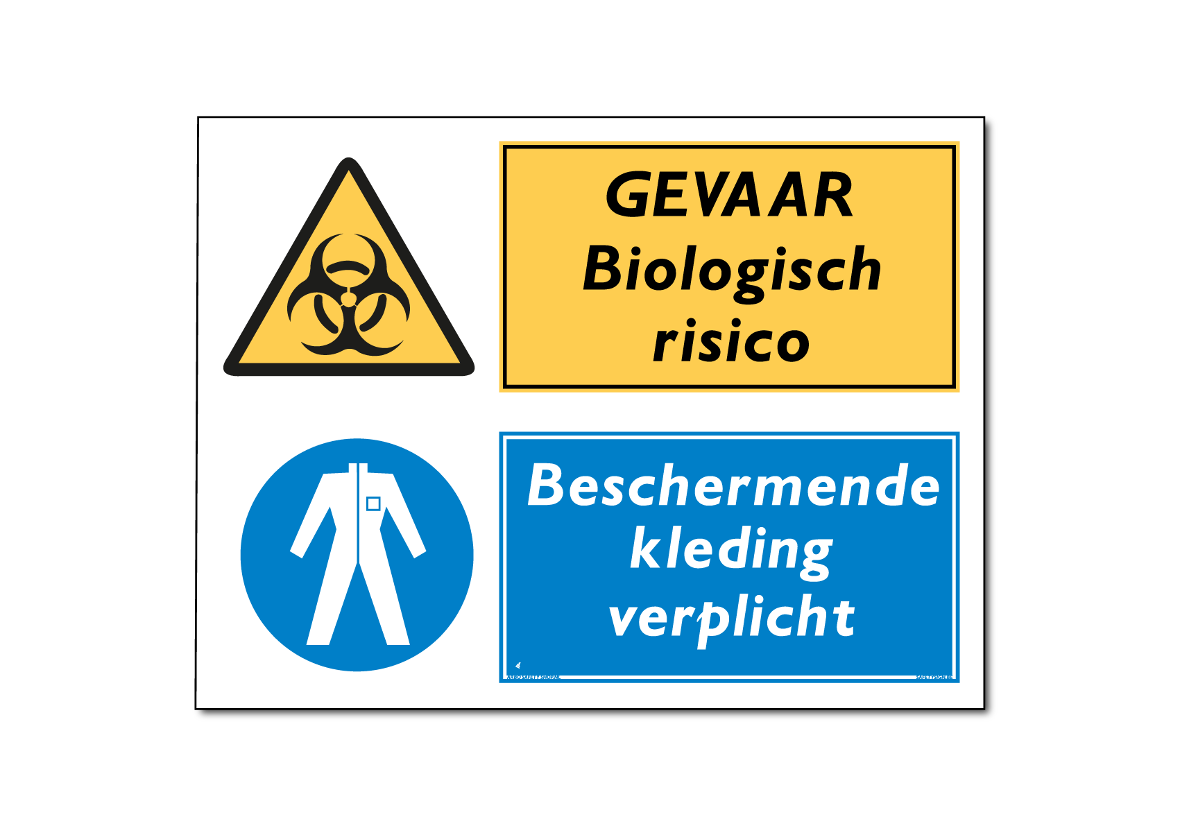 Gevaar Biologisch risico / beschermende kleding verplicht combinatiebord / sticker