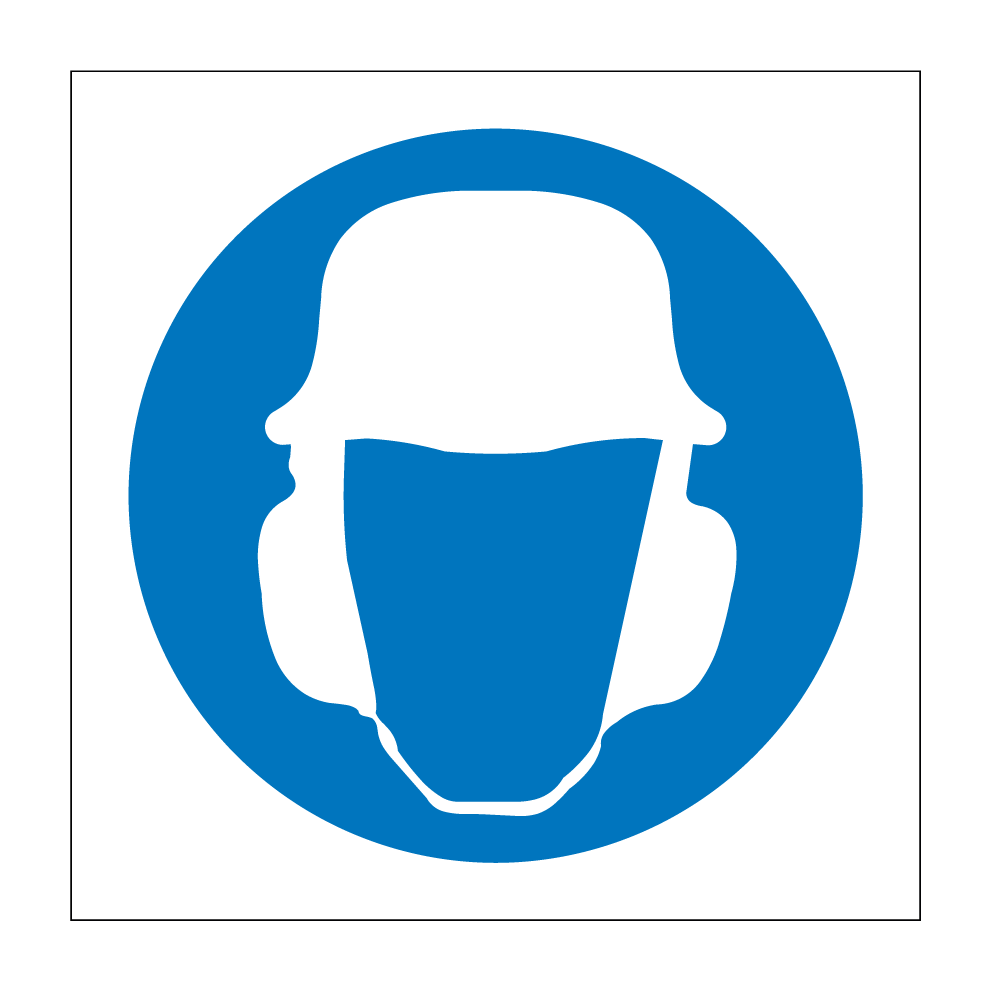 Veiligheidshelm- gehoorbescherming verplicht bord / sticker