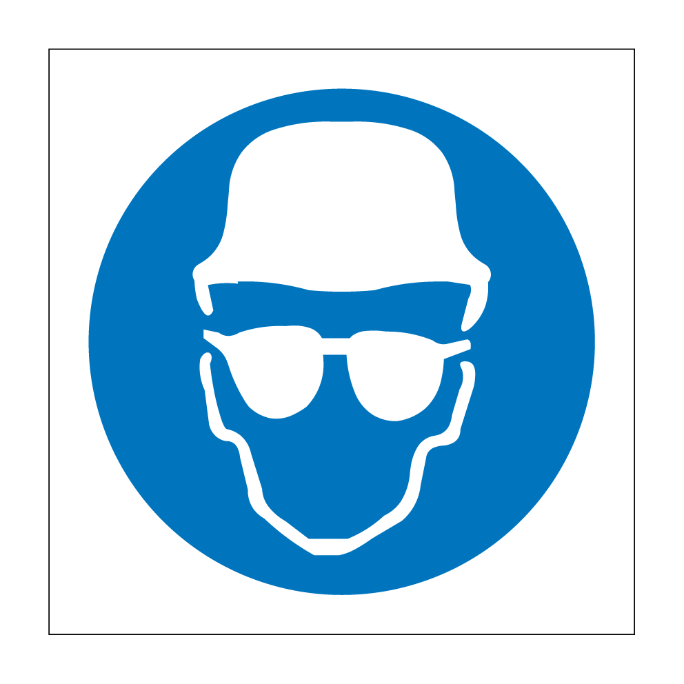 Veiligheidshelm en -bril verplicht bord / sticker