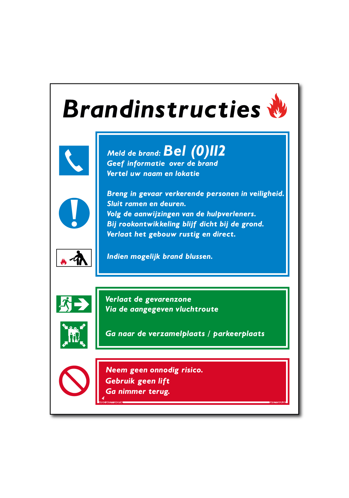 Brandinstructies bord / sticker