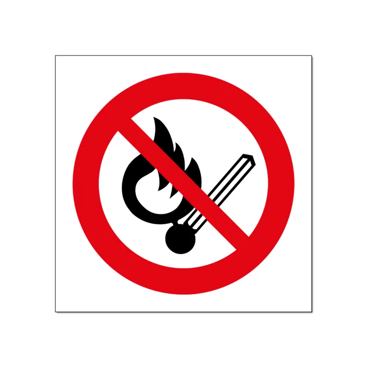 Vuur, open vlam en roken verboden bord / sticker