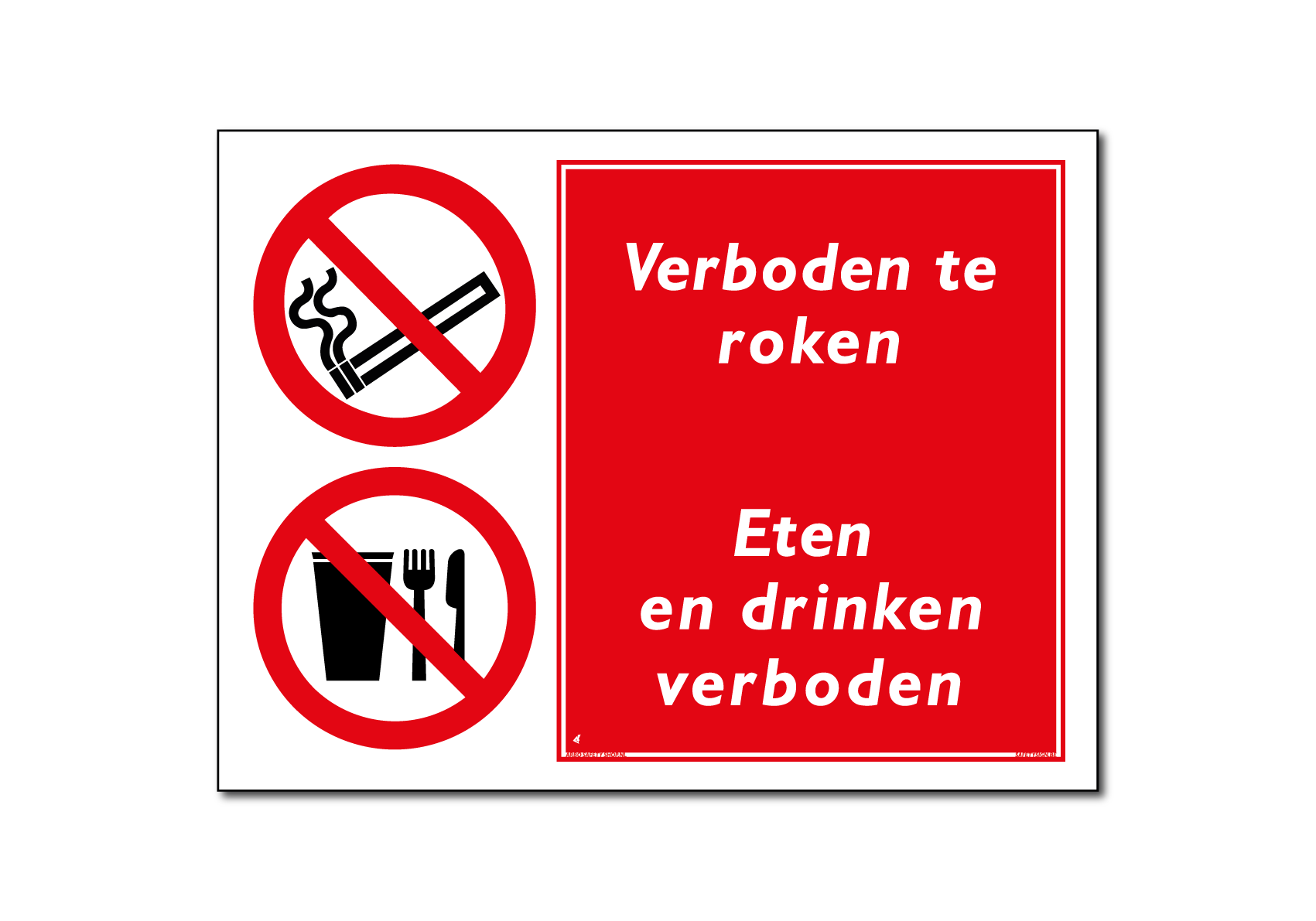 Verboden te roken, eten en drinken verboden bord / sticker