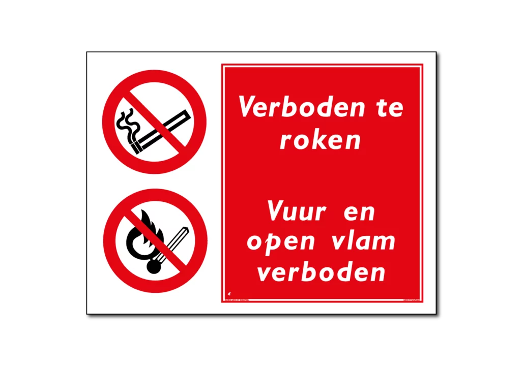 Verboden te roken / vuur en open vlam verboden bord / sticker