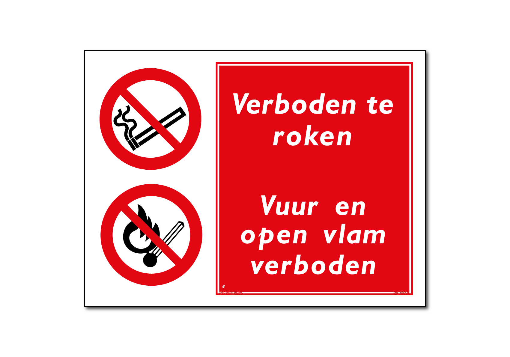 Verboden te roken / vuur en open vlam verboden bord / sticker