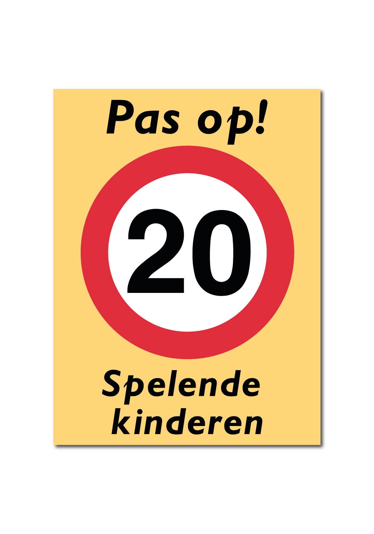 Pas op! Spelende kinderen bord / sticker