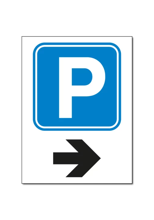 Parkeren rechtsaf bord / sticker