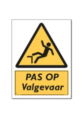 PAS OP Valgevaar bord / sticker