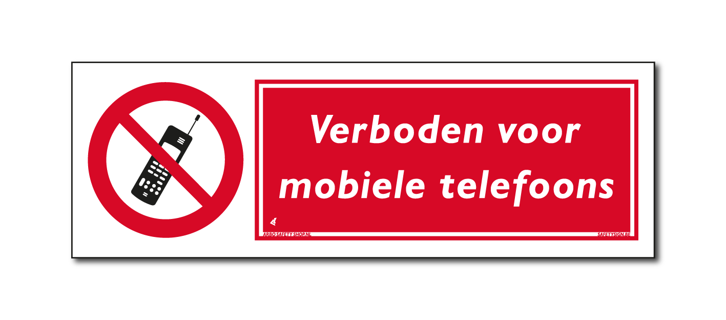 Verboden voor mobiele telefoons bord / sticker