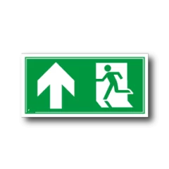 Nooduitgang rechtdoor links bord / sticker