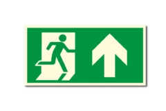 Nooduitgang rechtdoor rechts nalichtend (fotoluminescent)
