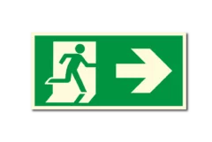 Nooduitgang rechts bord nalichtend (fotoluminescent)