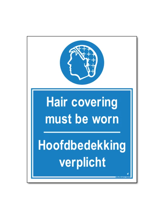 Hair covering must be worn / Hoofdbedekking verplicht Bord/Sticker