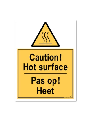 Caution Hot Surface / Pas op Heet Bord/Sticker