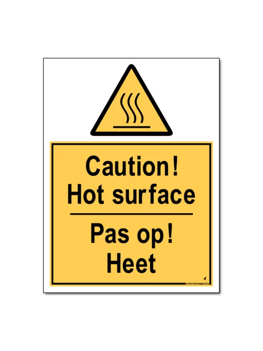 Caution Hot Surface / Pas op Heet Bord/Sticker