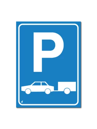 Parkeerplaats Auto met aanhanger bord/sticker