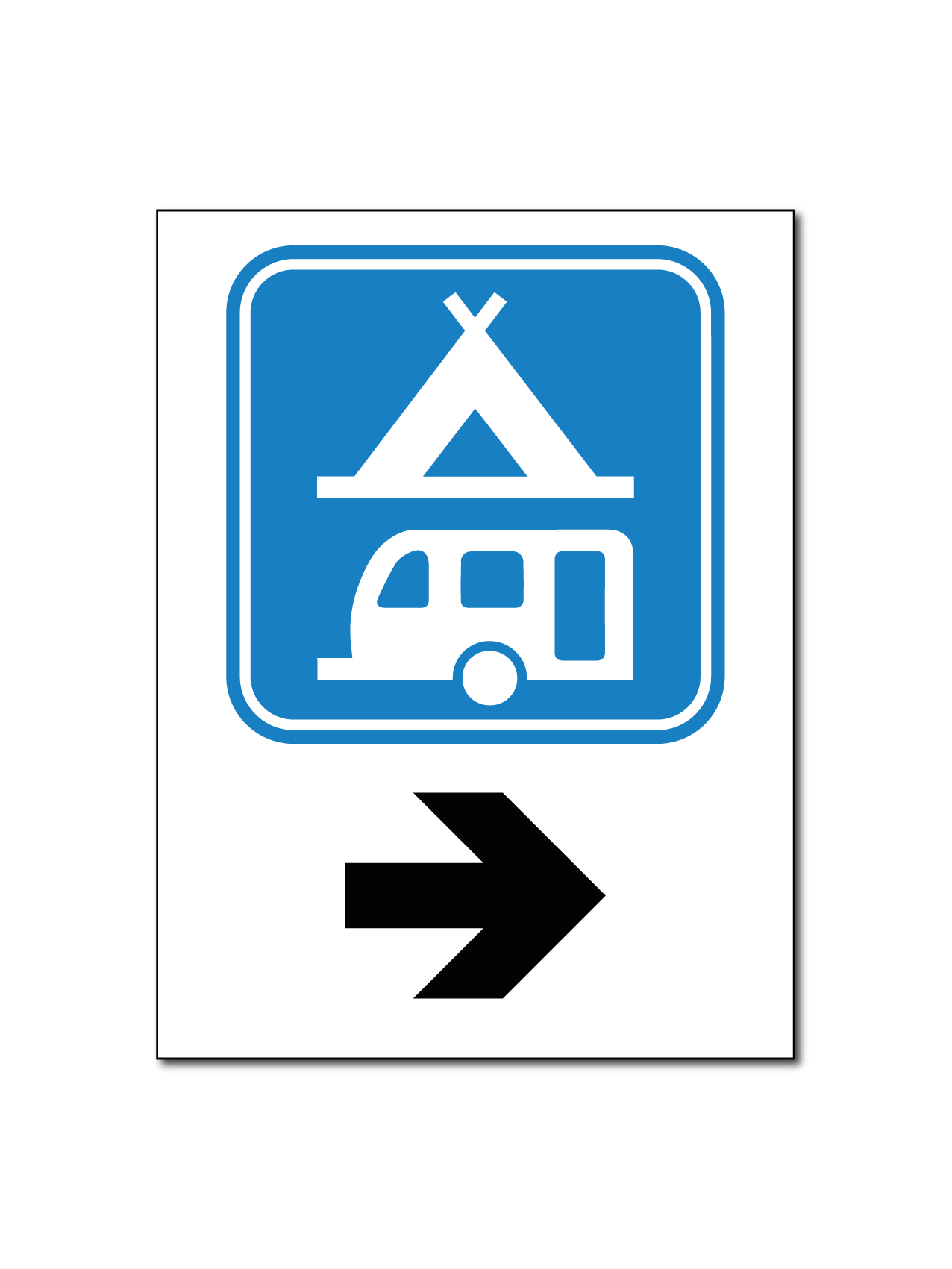 Verwijzing Camping rechtsaf bord/sticker