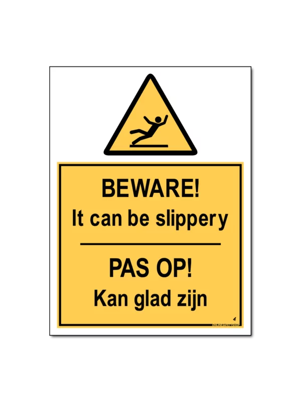 beware slippery sign