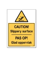 Caution! Slippery / Glad Oppervlak Bord/Sticker