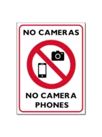 No Cameras/Phones – Geen Camera/Telefoon bord/sticker
