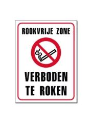 Rookvrije Zone Verboden te Roken bord/sticker
