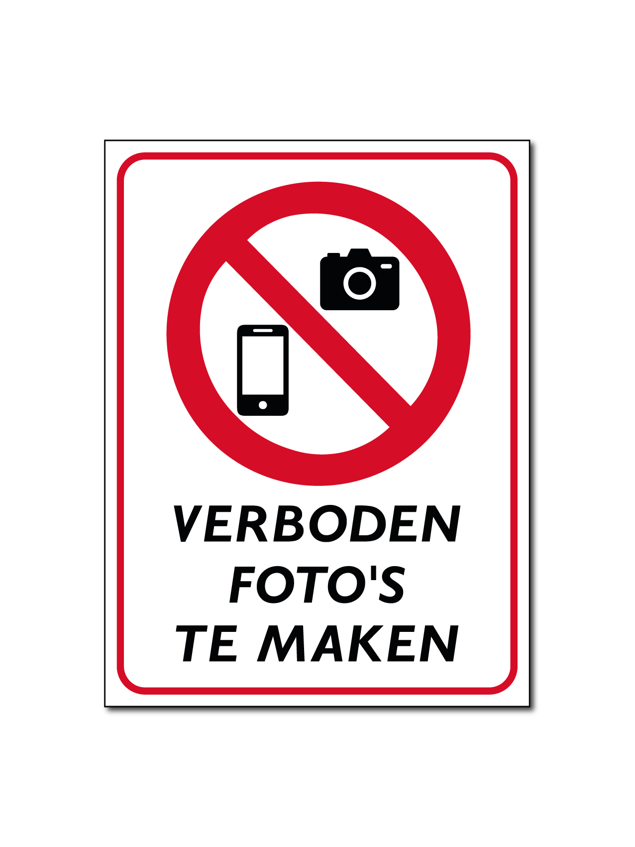 Verboden foto's te maken bord/sticker