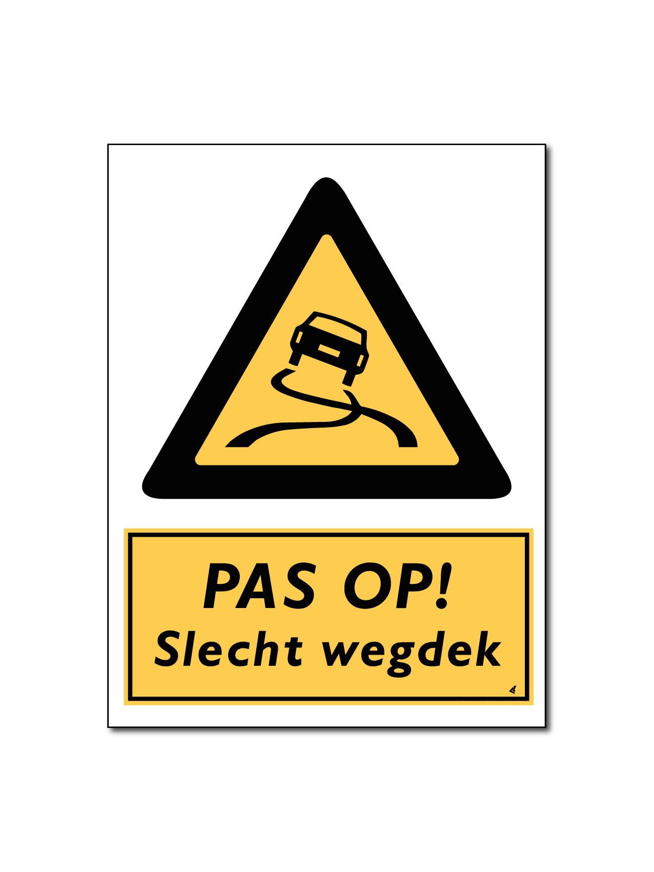 Slecht wegdek bord / sticker